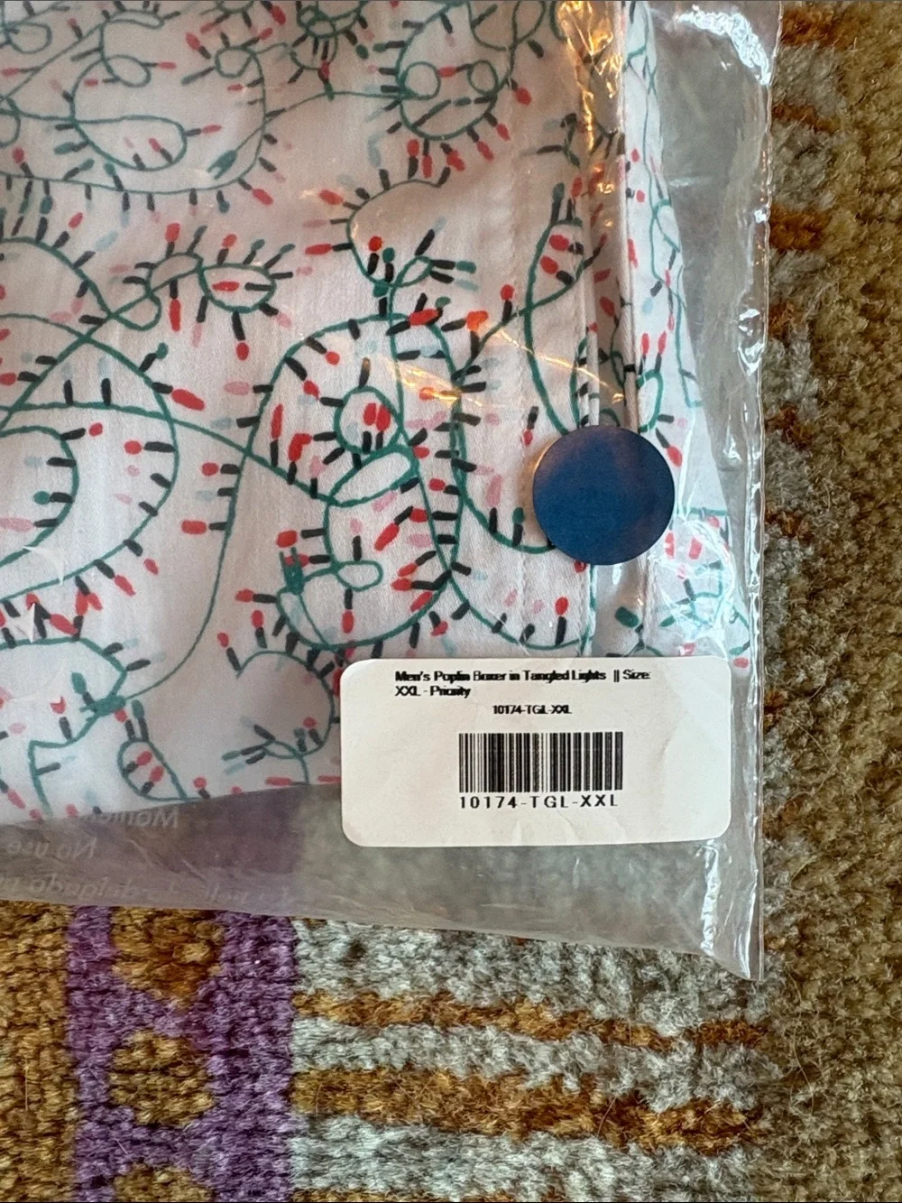 Lake Pajamas Men’s Poplin Boxer in Tangled Lights SZ XXL NEW